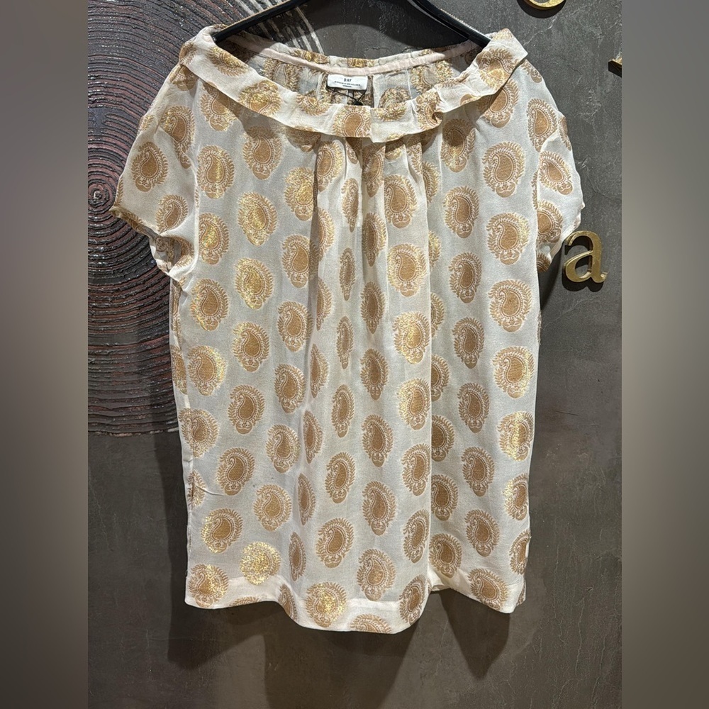 Scandinavian Day Birger et Mikkelsen Gold Patterned Women's Top size EU 42 - Picture 2 of 4